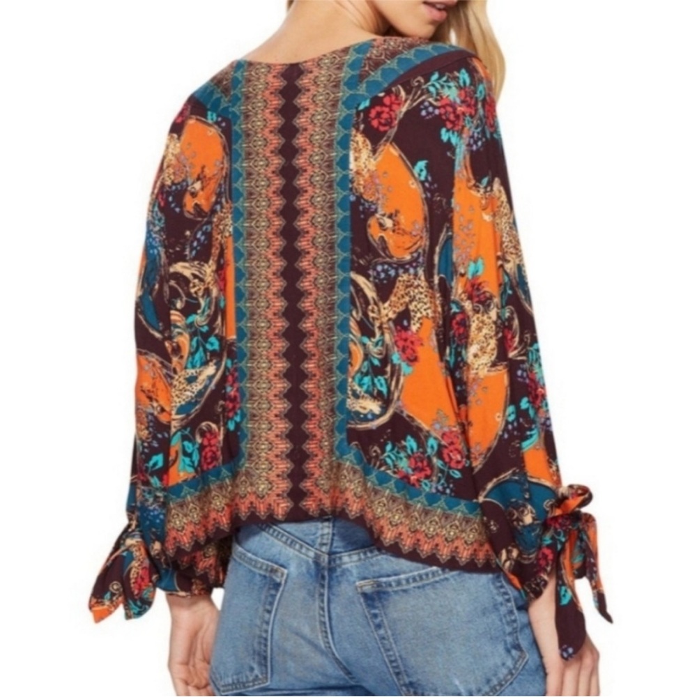 Free People Catch Me If You Can Top Dolman Sleeves Multi Orange XS - Picture 2 of 10
